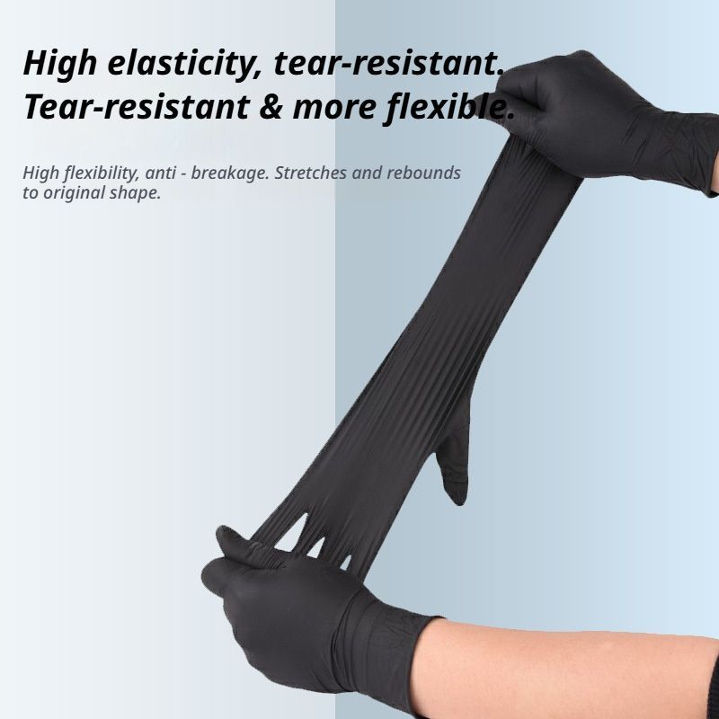 300Pcs Heavy-Duty Black Disposable Nitrile Gloves-Small