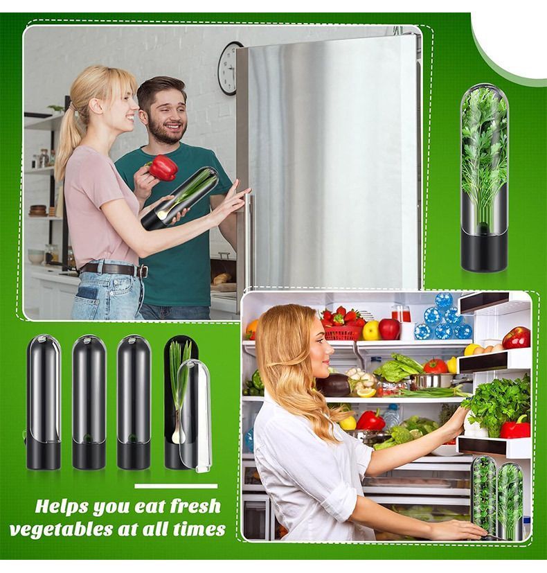 4Pcs Herb & Vegetable Fresh Storage Containers-Pink