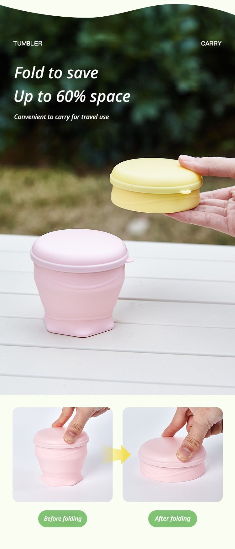 4Pcs Portable Folding Outdoor Water Cup - Light green