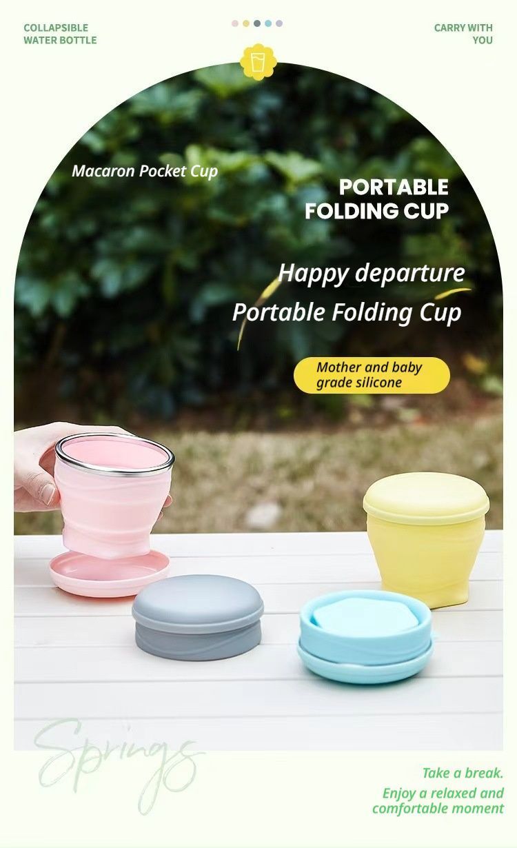 4Pcs Portable Folding Outdoor Water Cup - Pink