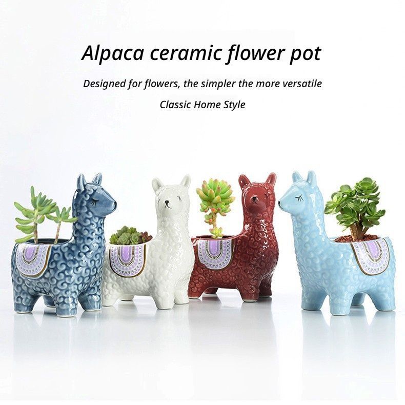 Alpaca Red Ceramic Planter
