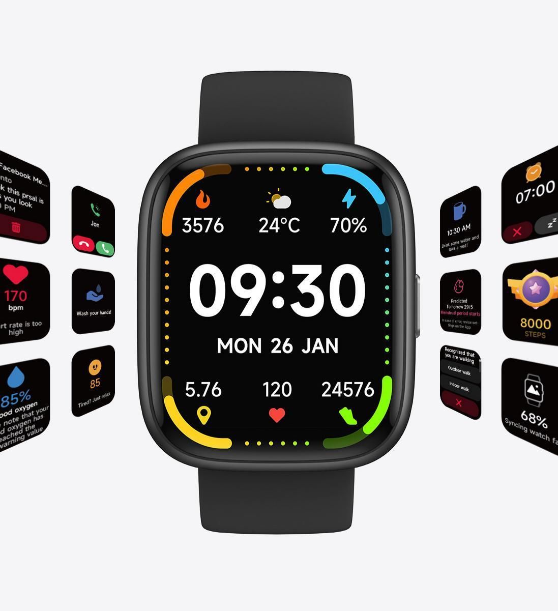 Apricot Unisex Health Monitoring Smart Watch with Call Function