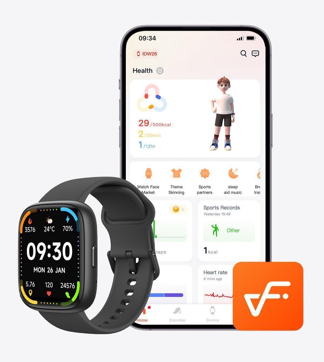 Apricot Unisex Health Monitoring Smart Watch with Call Function
