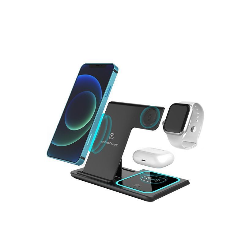 Black 20W Foldable 3-in-1 Wireless Charger