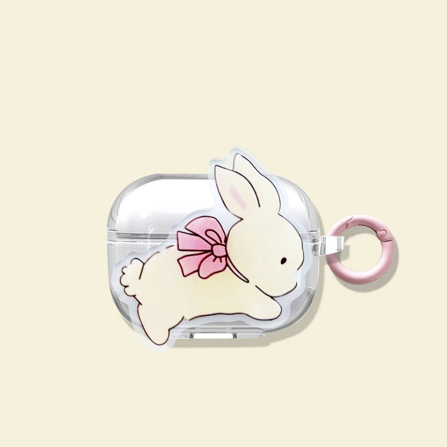 black and white rabbit + Round Ring Apple Airpods 4