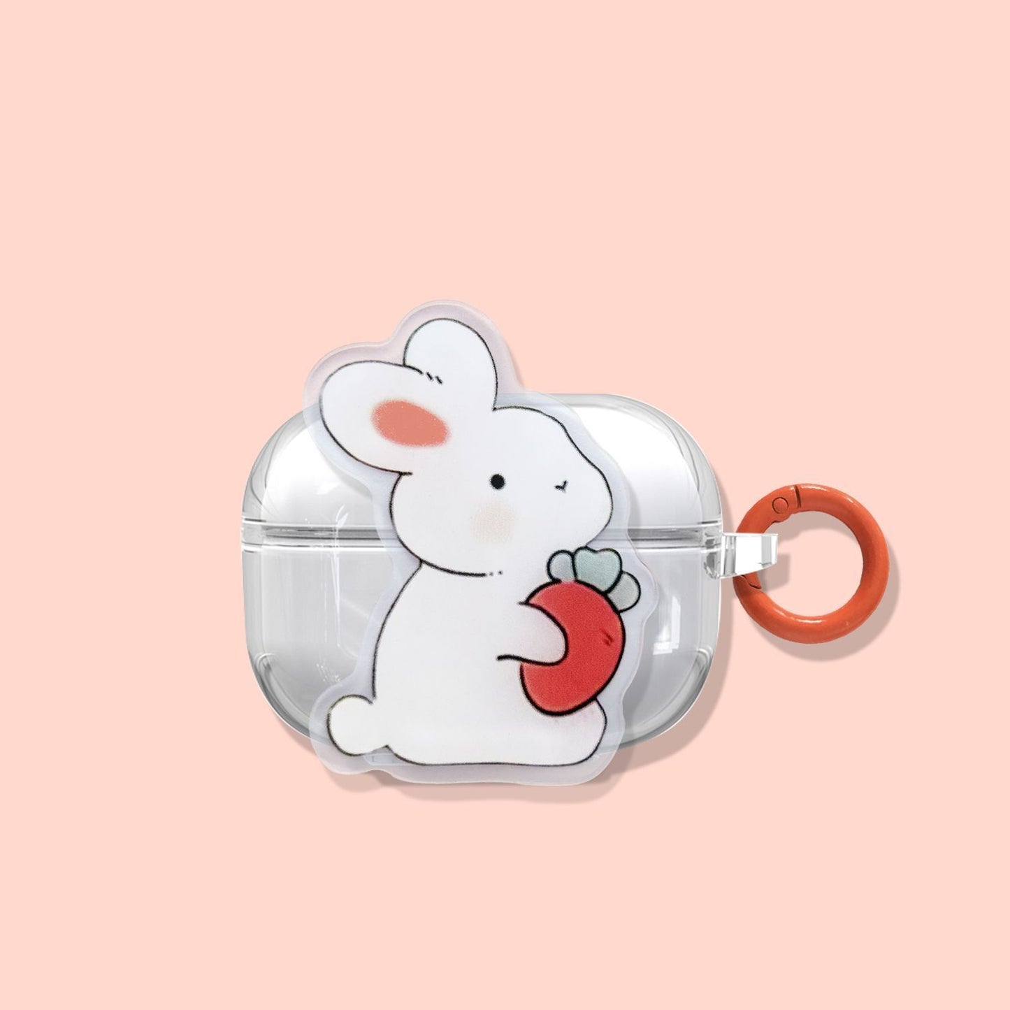 black and white rabbit + Round Ring Apple Airpods1 2
