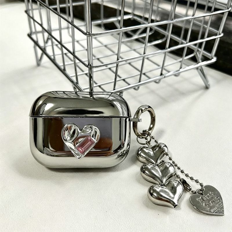 Black Framed Heart Plated Case + 3 Heart Pendants AirPods 3