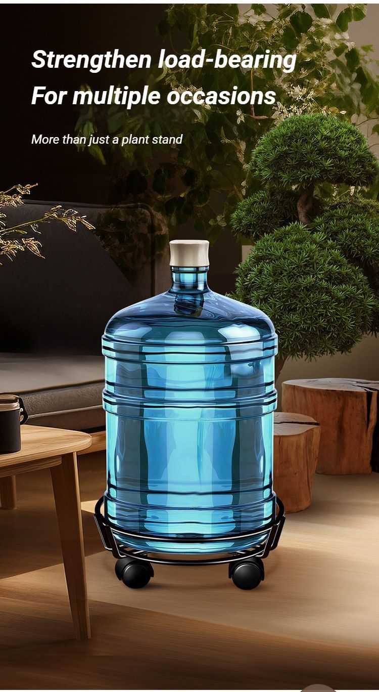 Black Round Movable Plant Caddy with Wheels