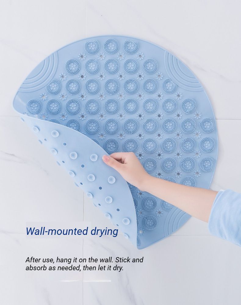 Black Round Non-Slip Massage Bath Mat 55×55cm