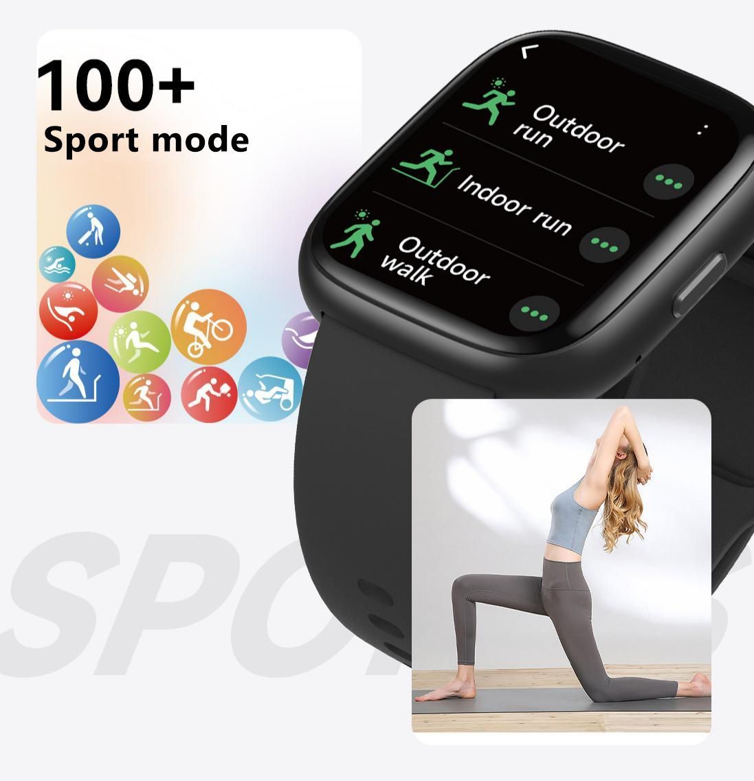 Black Unisex Health Monitoring Smart Watch with Call Function
