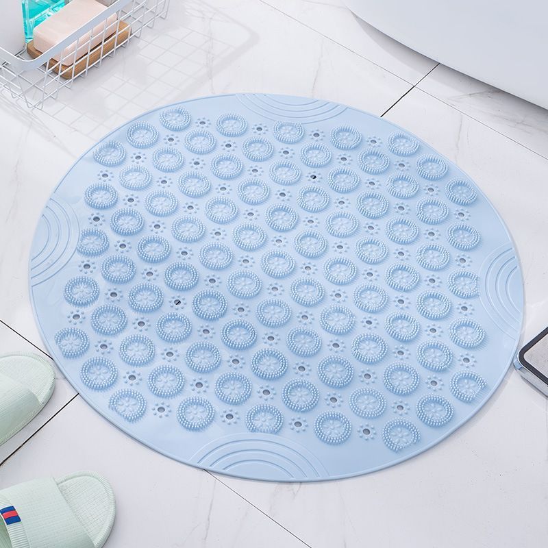 Blue Round Non-Slip Massage Bath Mat 55×55cm