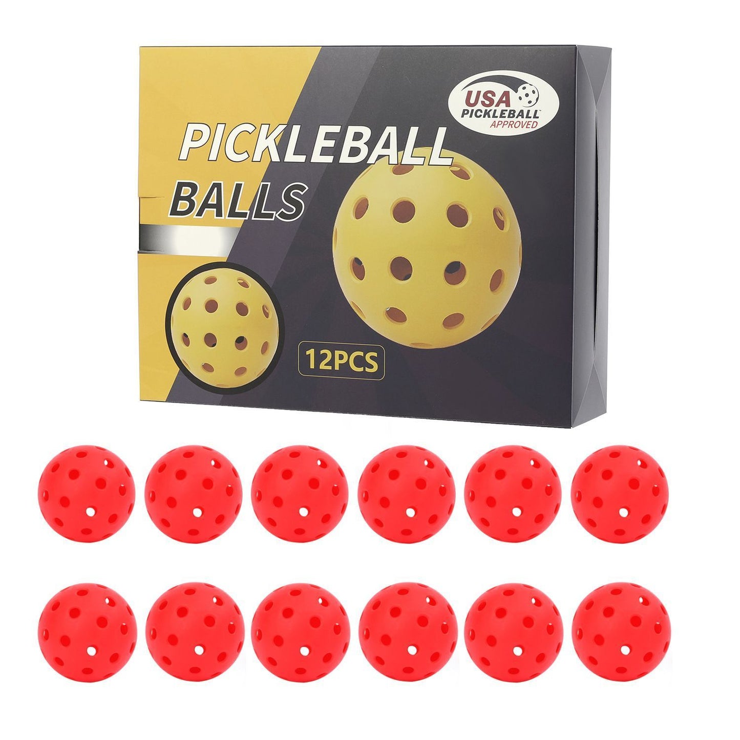 Durable Red Pickleballs 40-Holes 12-Pack (Color Box)