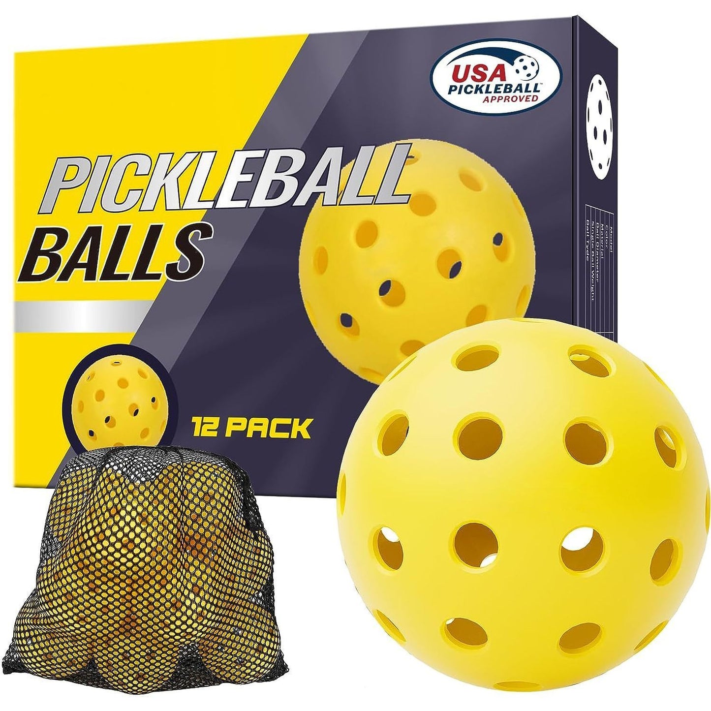 Durable White Pickleballs 40-Holes 12-Pack (Color Box)