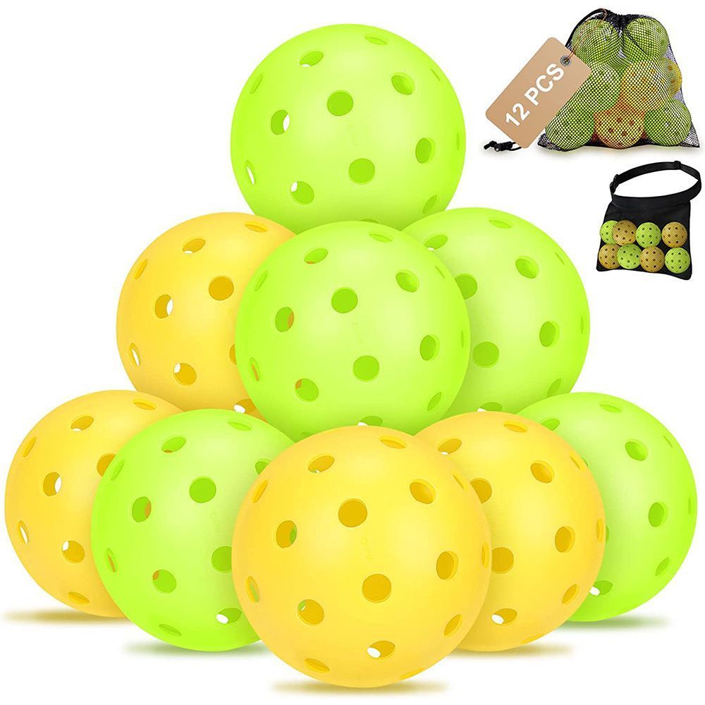 Durable Yellow Pickleballs 40-Holes 12-Pack (Color Box)