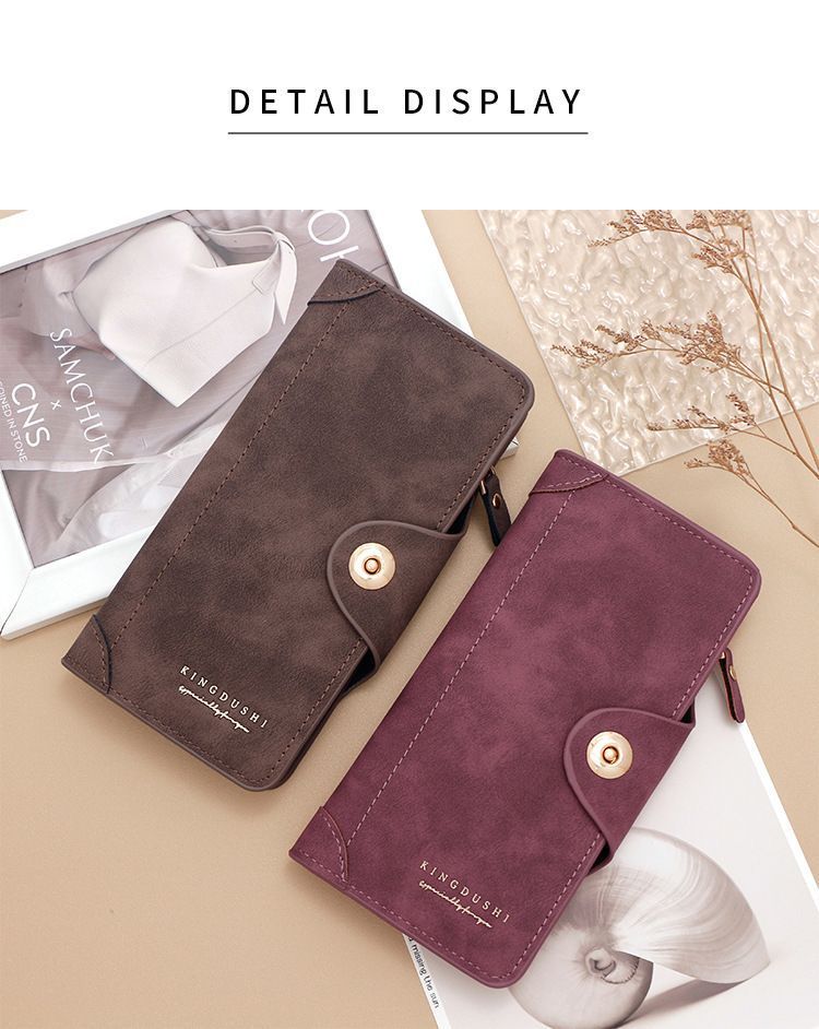 F309-12 Black Matte Long Wallet with Zipper and Magnet 2-Pack