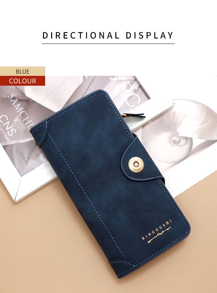 F309-12 Black Matte Long Wallet with Zipper and Magnet 2-Pack