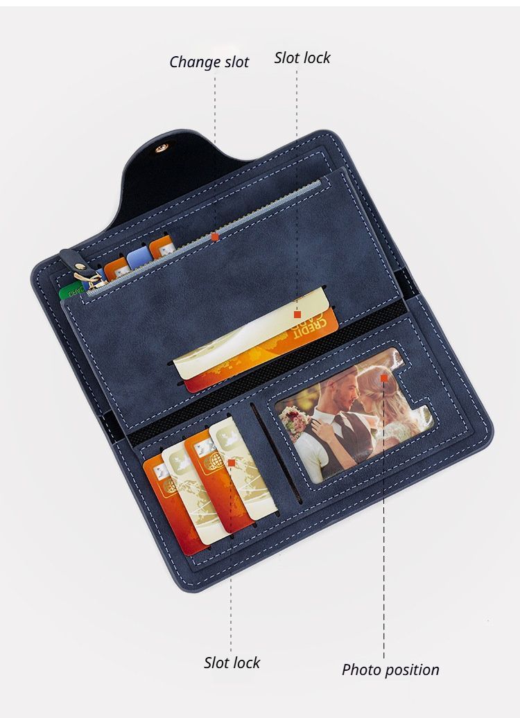 F309-12 Red Matte Long Wallet with Zipper and Magnet 2-Pack