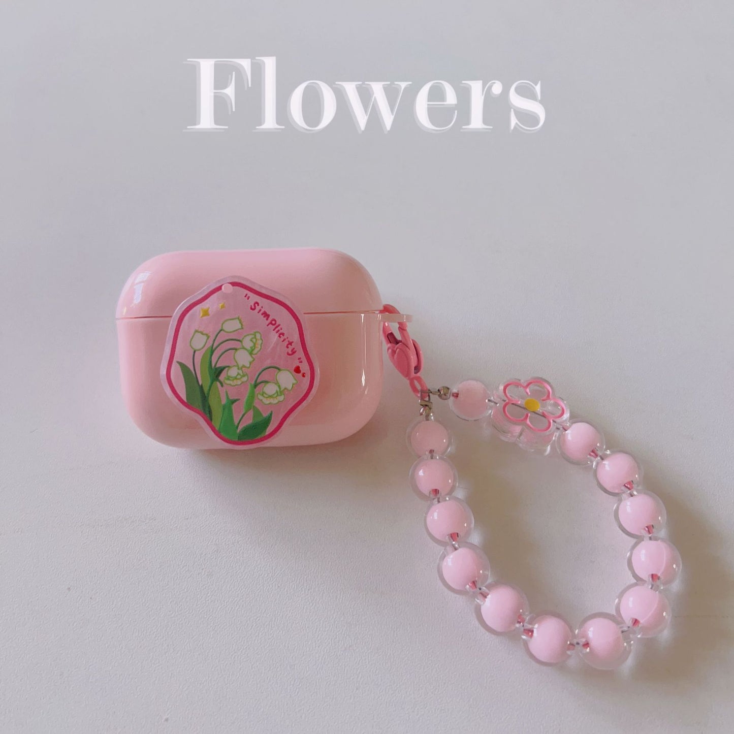 Floral patches + black base shell + colorful bracelet AirPods Pro 2