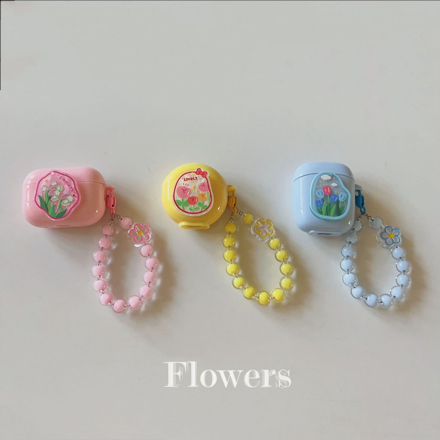 Floral patches + pink base shell + pink bracelet Apple AirPods 3