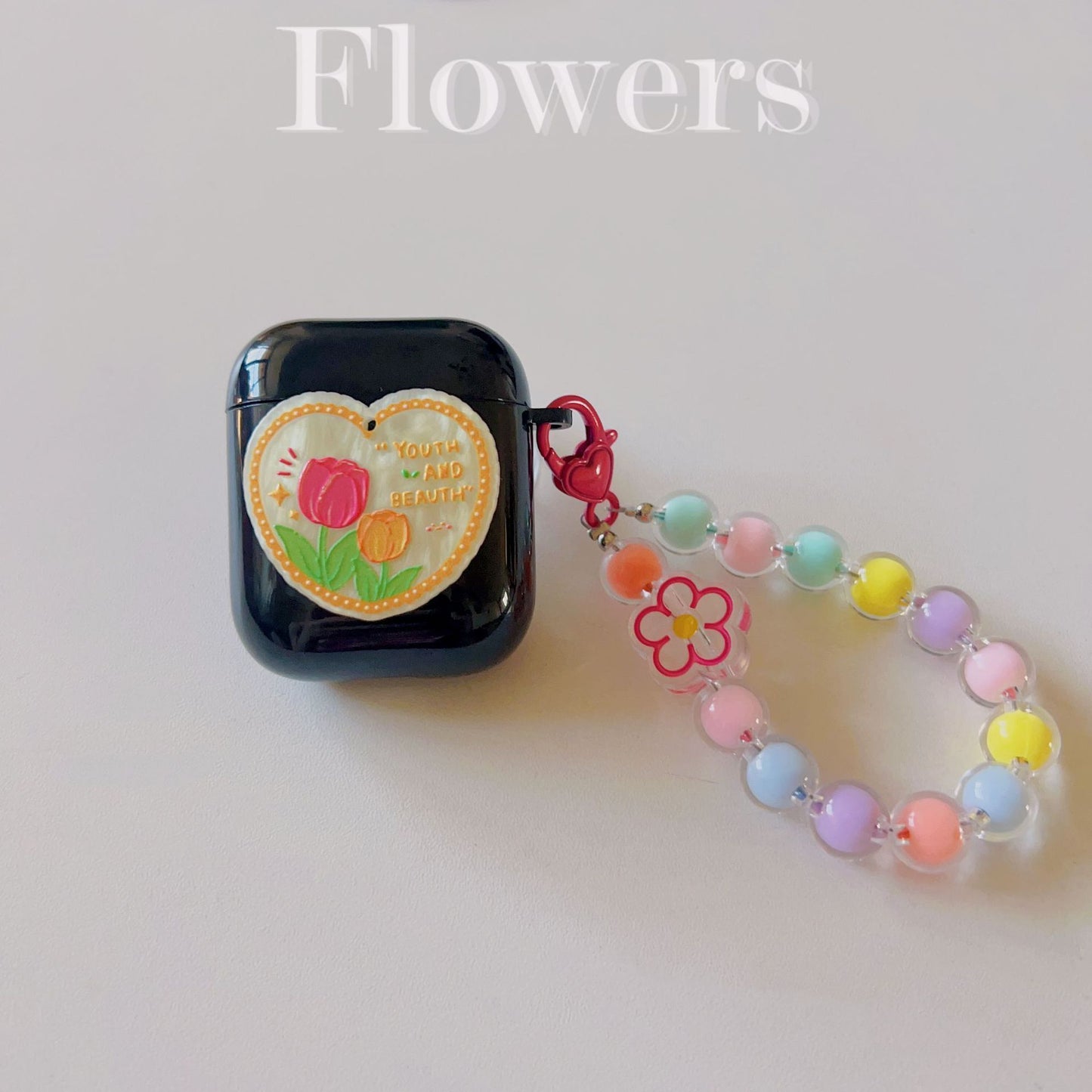 Floral patches + pink base shell + pink bracelet Apple AirPods Pro 2