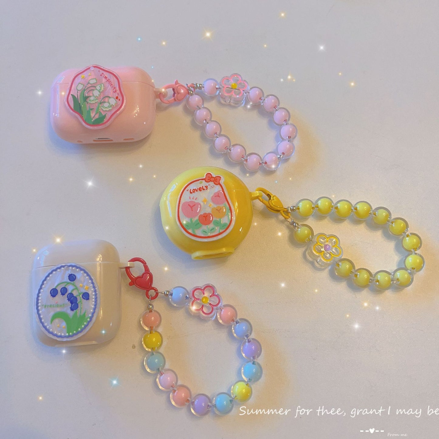 Floral patches + pink base shell + pink bracelet Apple AirPods Pro 2