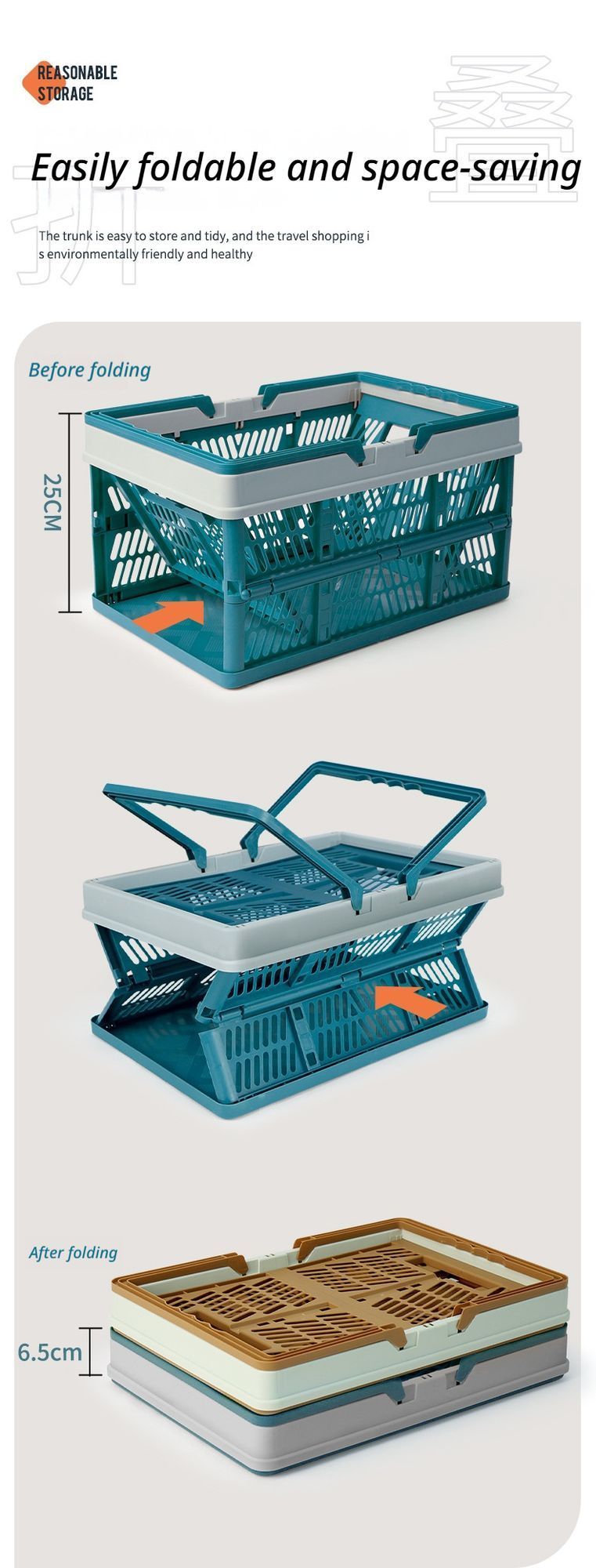 Folding picnic basket-Blue with Gray