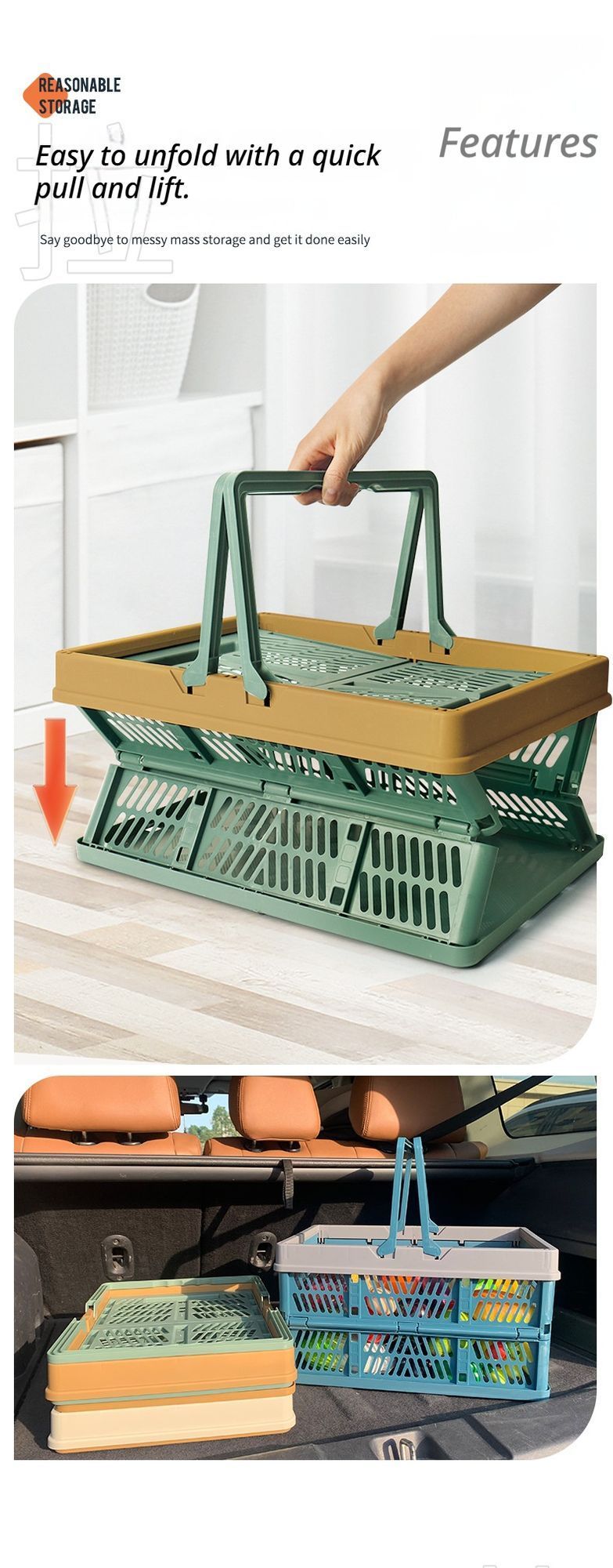 Folding picnic basket-Brown with Beige