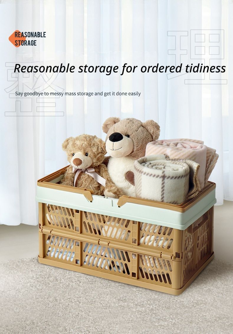 Folding picnic basket-Green with Brown