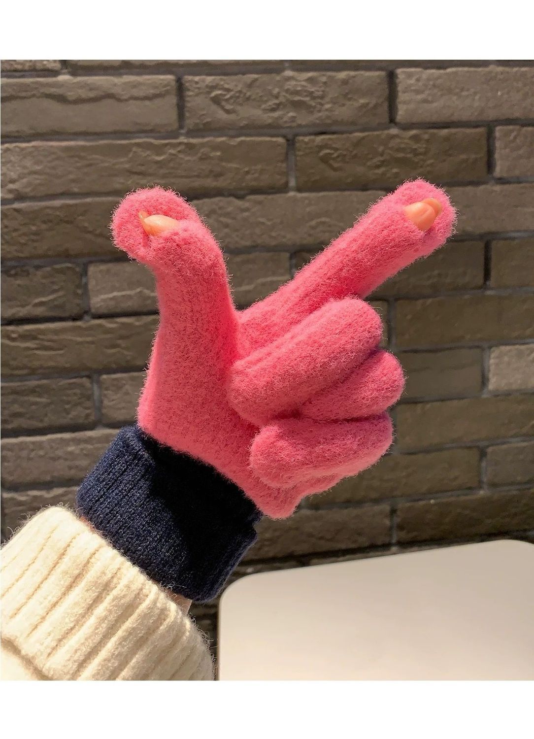 Knit Gloves Lake Blue