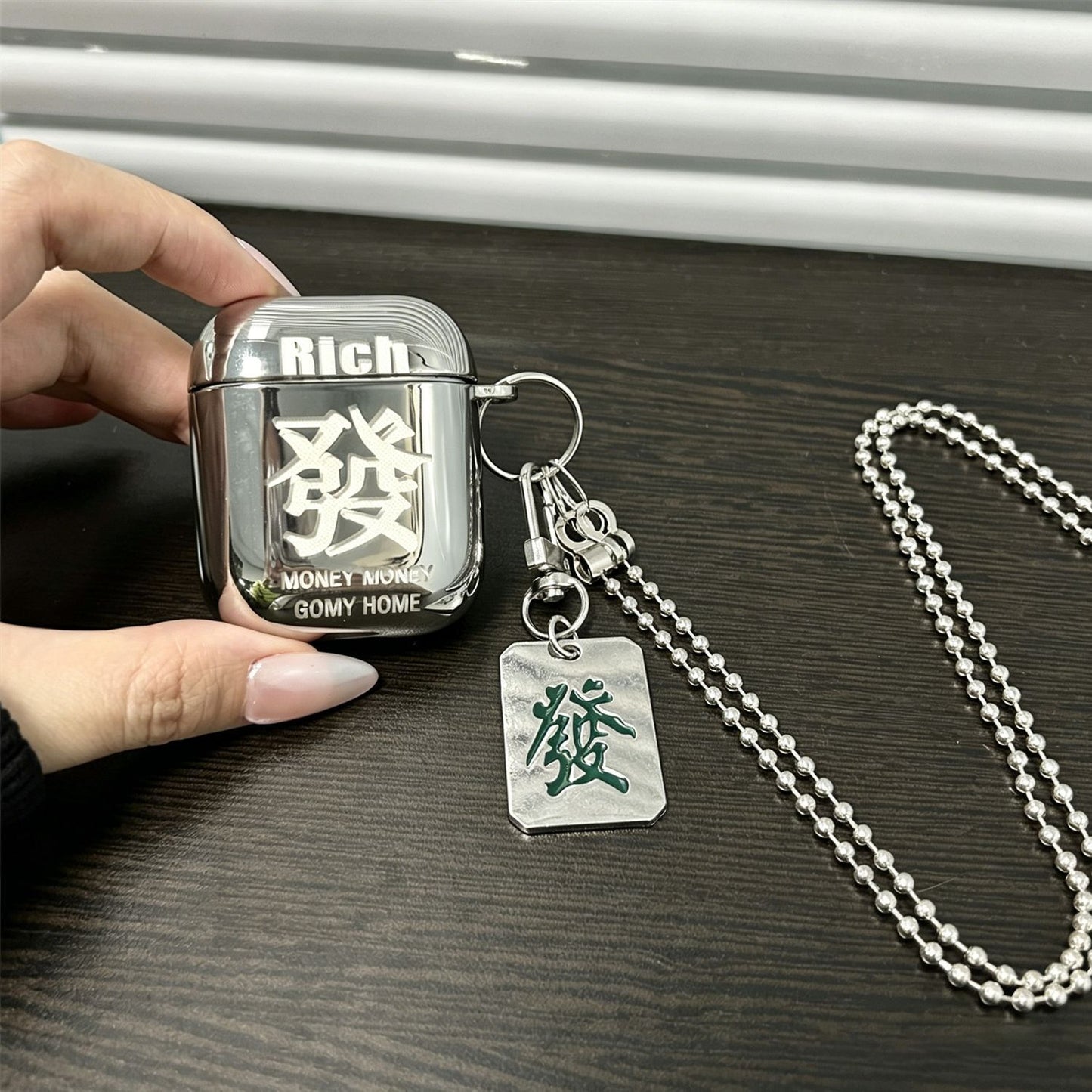 Laser Engraved Fortune + Matching Keychain + Necklace AirPods 1