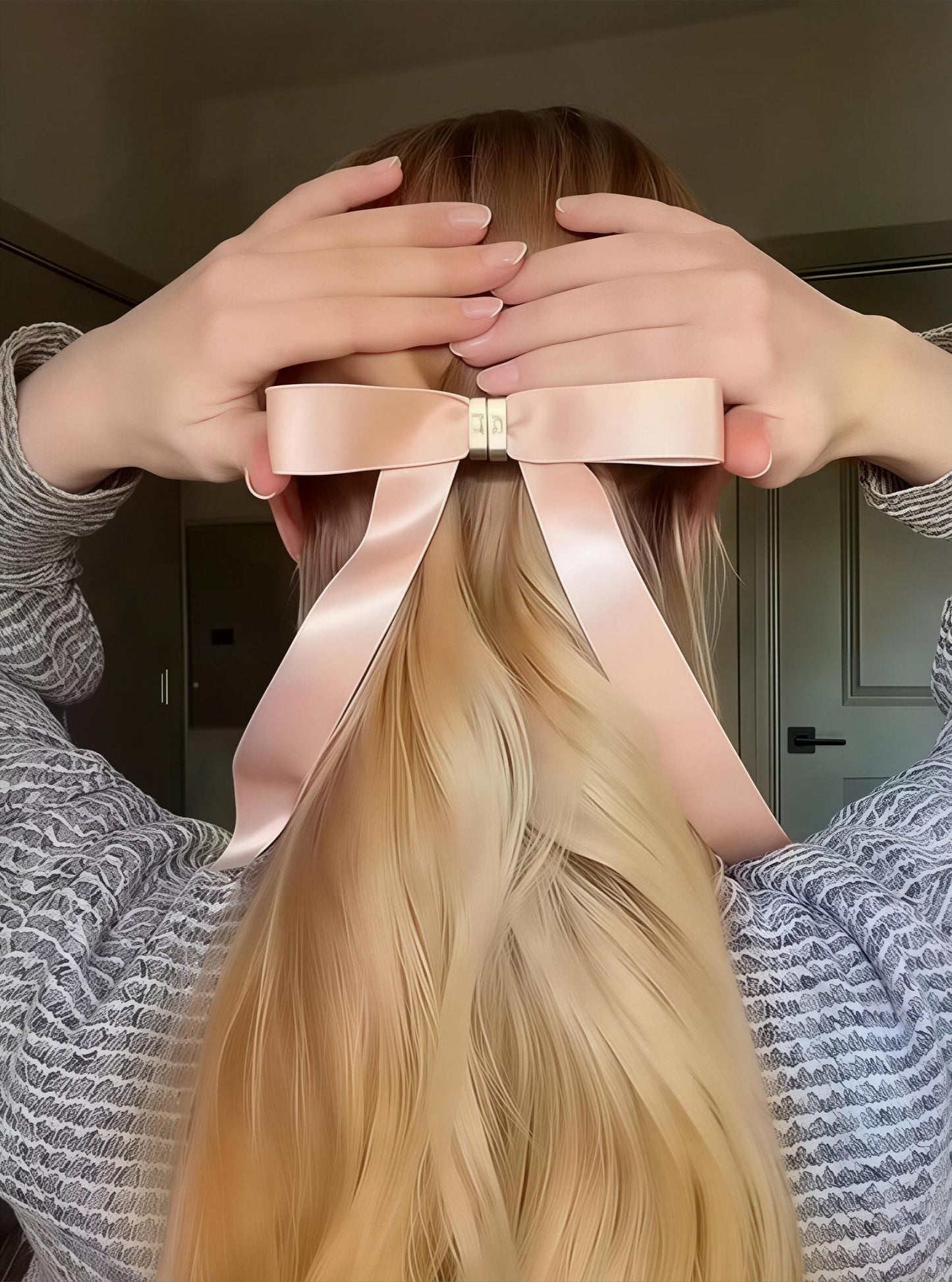 Magnetic Bow Hair Claw Clip Brown