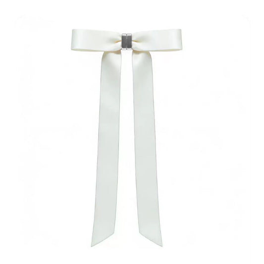 Magnetic Bow Hair Claw Clip White