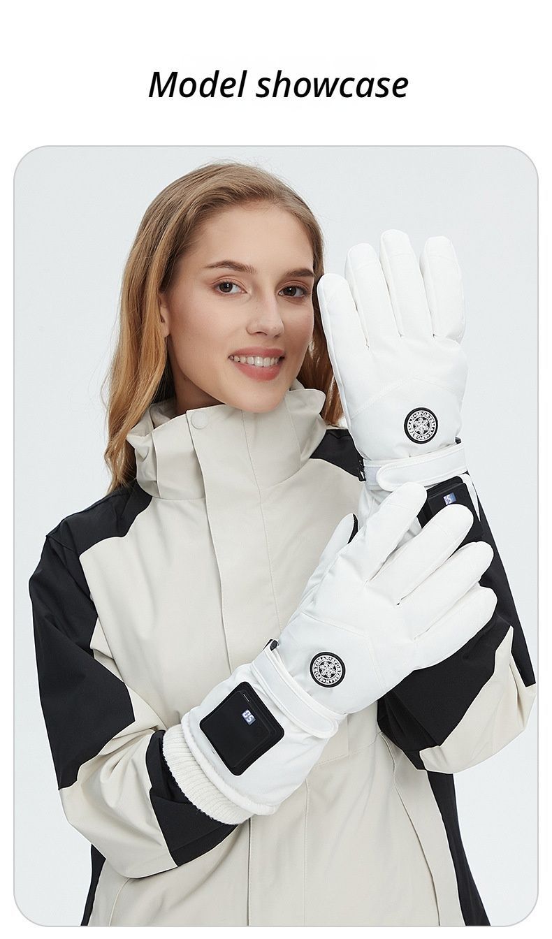 Outdoor Smart Heated Winter Gloves White