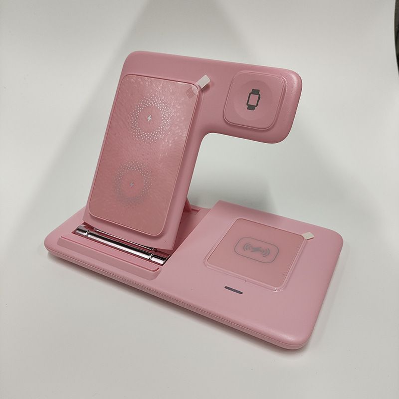 Pink 20W Foldable 3-in-1 Wireless Charger