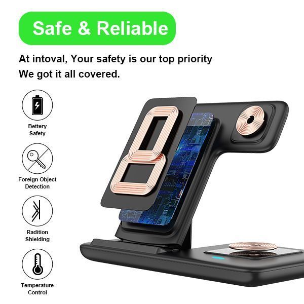 Pink 20W Foldable 3-in-1 Wireless Charger