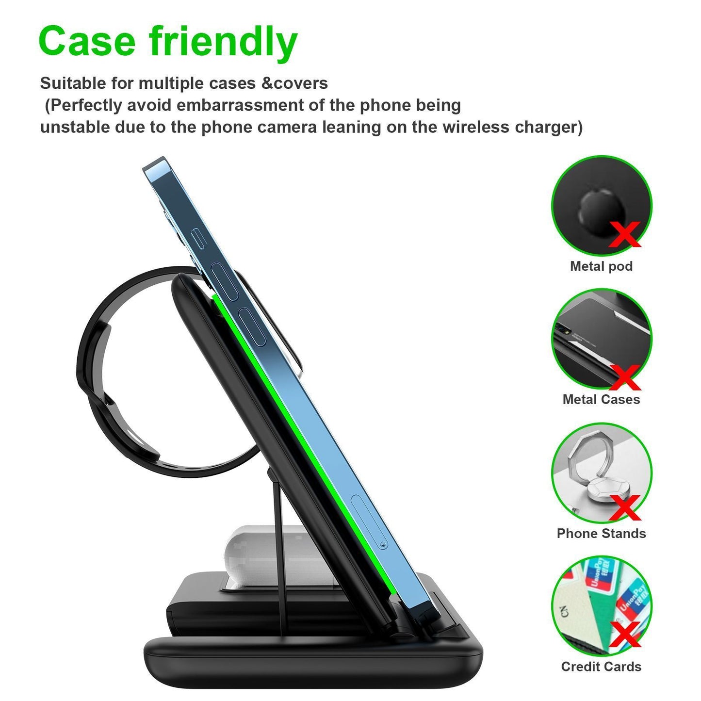 Pink 20W Foldable 3-in-1 Wireless Charger