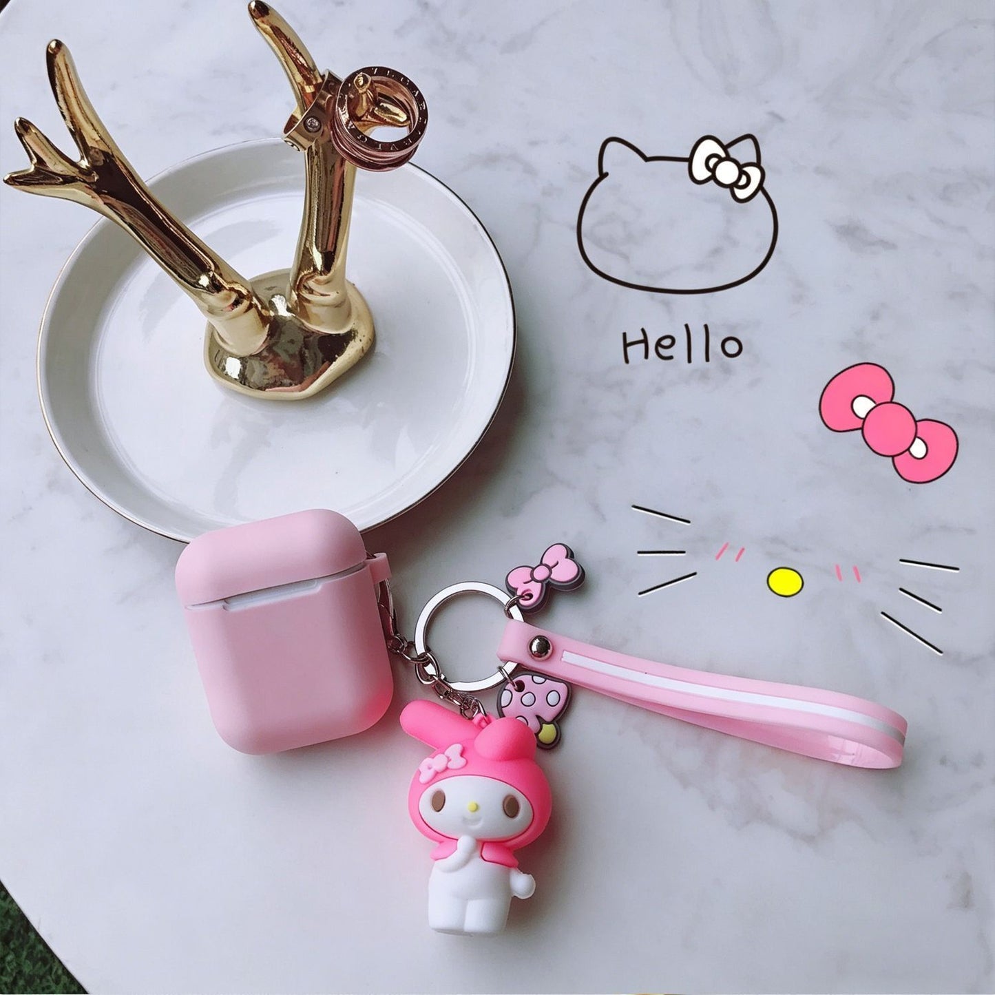 Pink set + geometric rabbit Apple AirPods 3