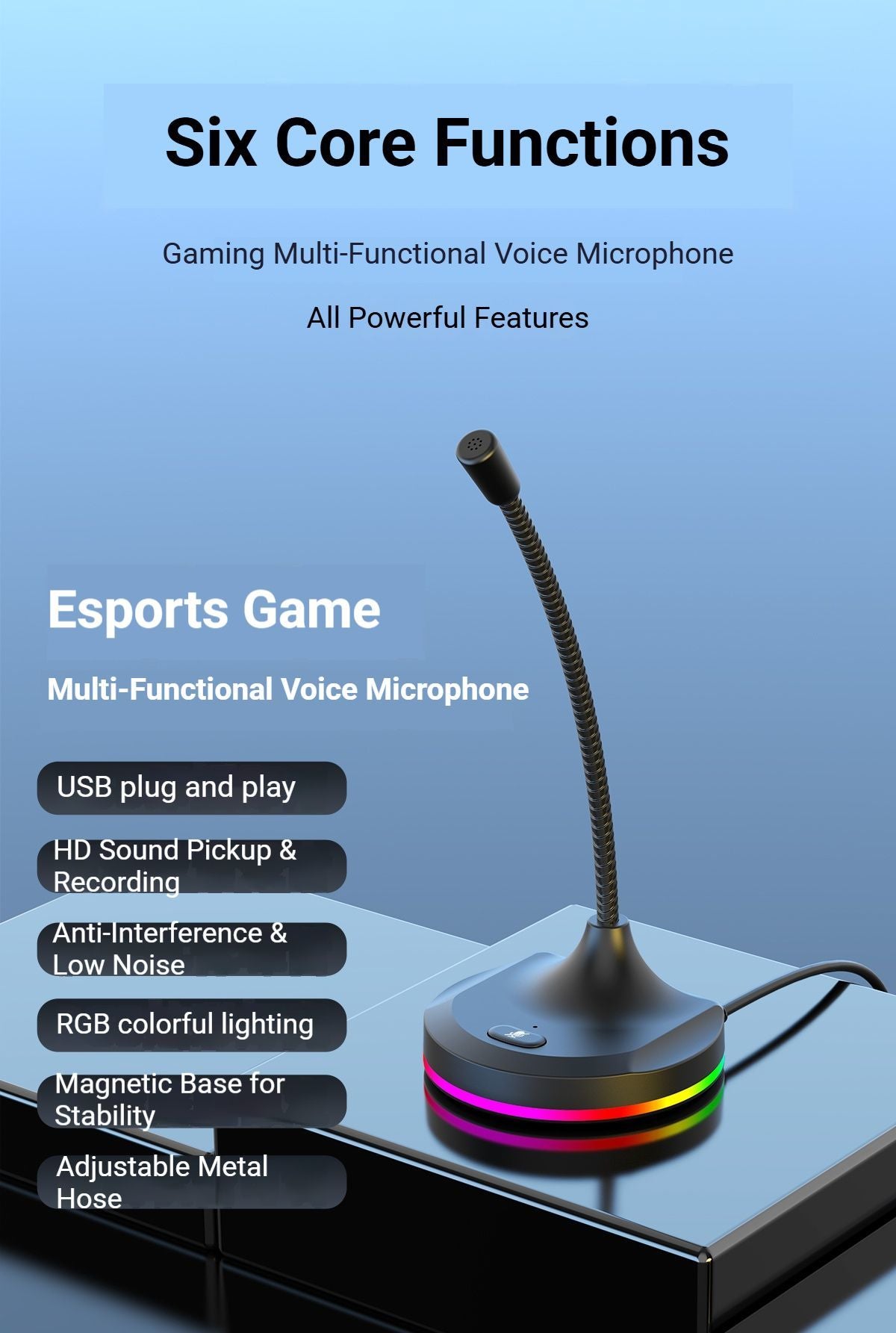 RGB Desktop Microphone Standard Model Black