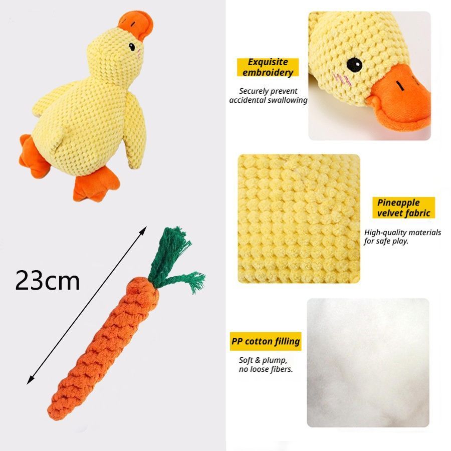 Small Plush Duck + Rope Carrot + Large Plush Duck + Rope Carrot