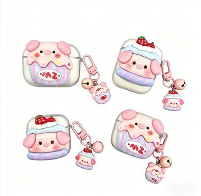 Strawberry Hat Pig Bluetooth Earphone Case + pendant AirPods 3