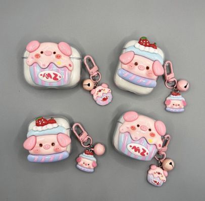 Strawberry Hat Pig Bluetooth Earphone Case + pendant AirPods 3