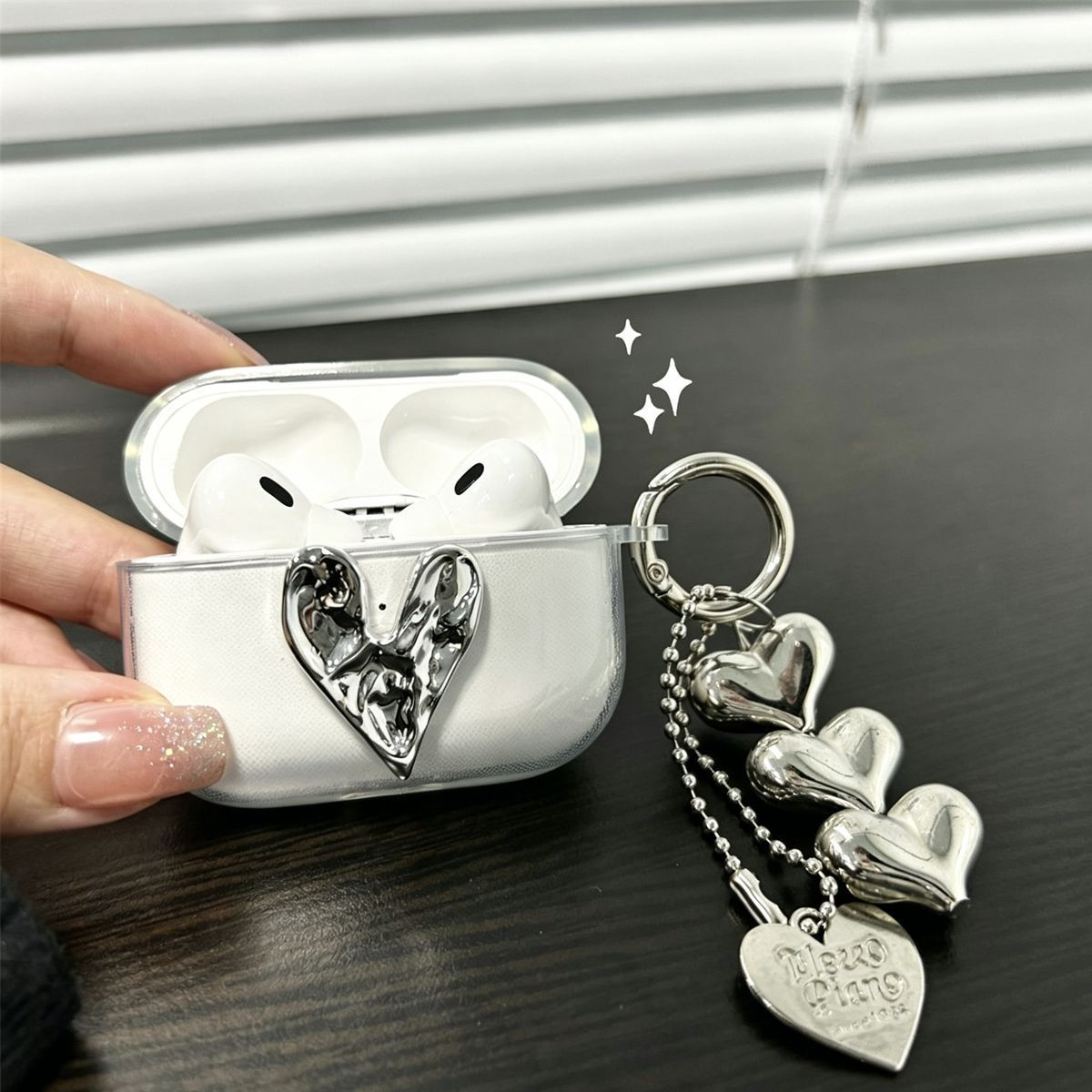 Transparent + Black Buckle Bluetooth Earphone Case Apple AirPods 4