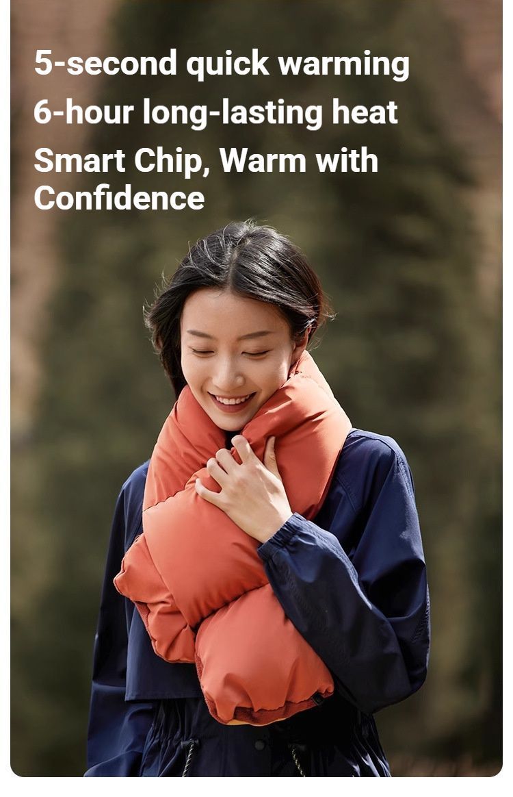USB Heated White Duck Down Neck Warmer Beige