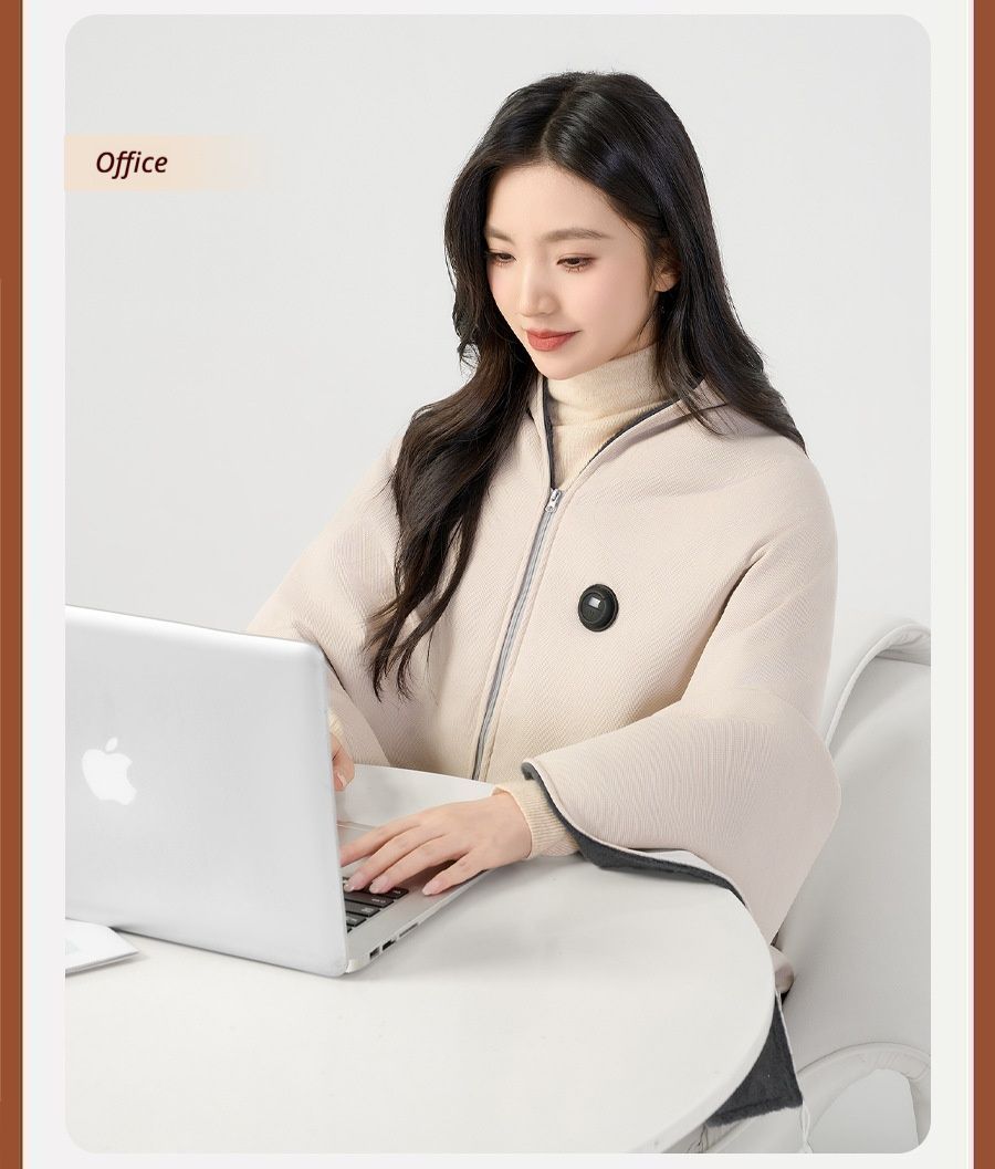 USB Washable Heated Shawl-No Power Bank Included-Apricot