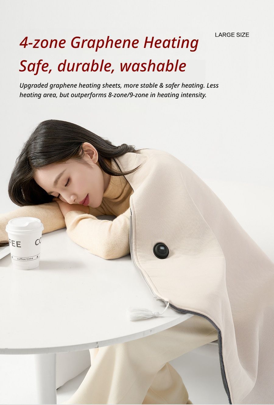 USB Washable Heated Shawl-No Power Bank Included-Apricot