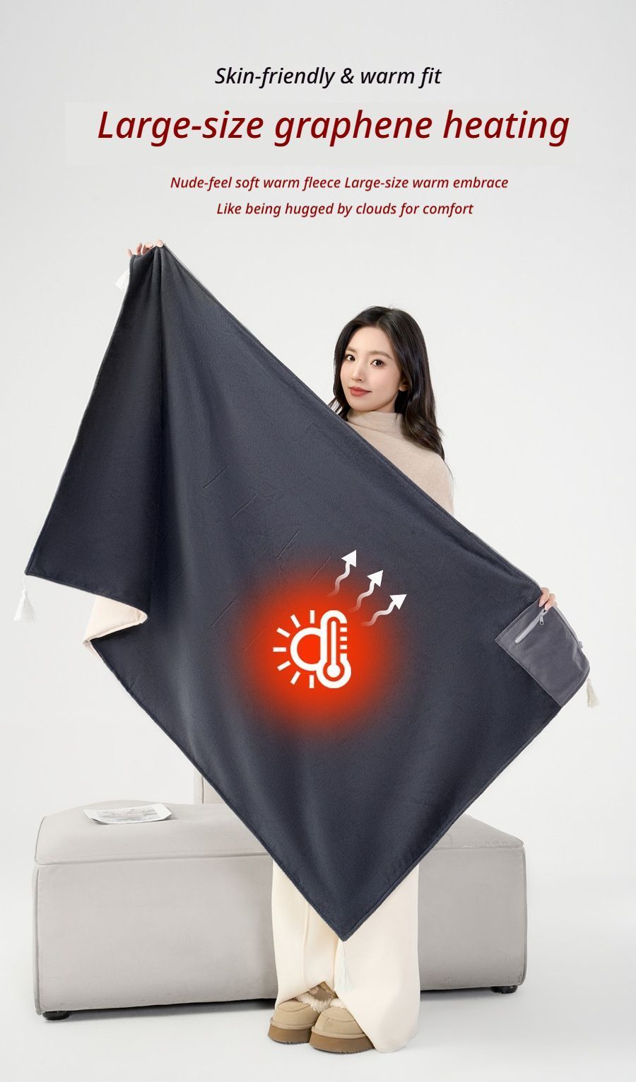 USB Washable Heated Shawl-No Power Bank Included-Green