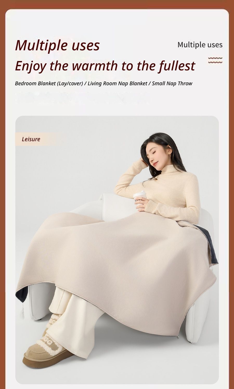 USB Washable Heated Shawl-No Power Bank Included-Red