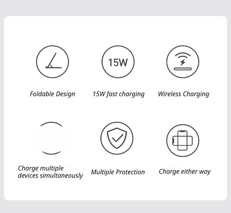 White 20W Foldable 3-in-1 Wireless Charger