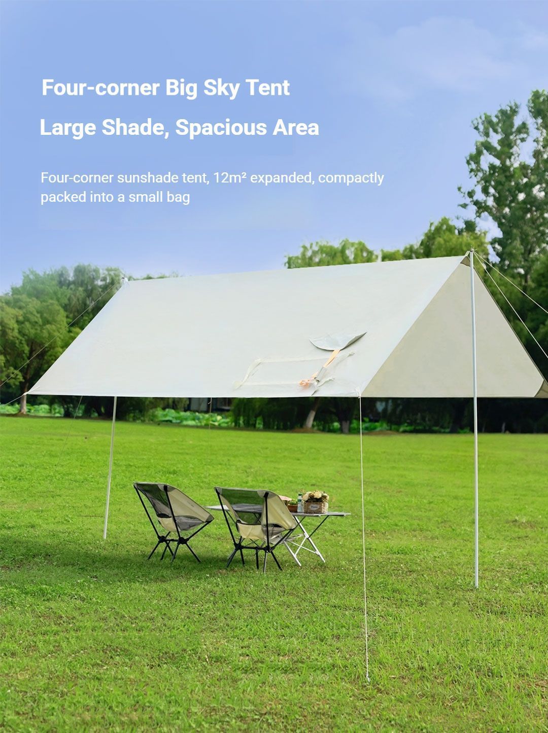 White Canopy Version-Canopy+Folding Table+2 Moon Chairs