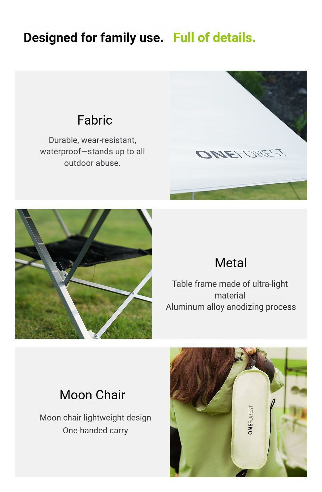 White Canopy Version-Canopy+Folding Table+2 Moon Chairs